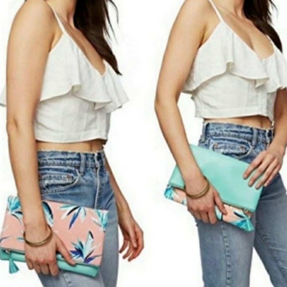 RACHEL PALLY CONVERTIBLE CLUTCH FLORAL PALM BEACH BIRD OF PARADISE TRAVEL